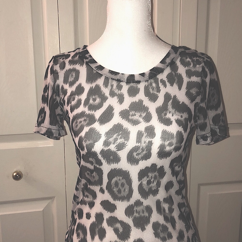 NWOT LF sheer black and white animal print top